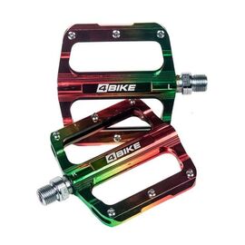 Педали велосипедные 4BIKE K306OilOrng, 120х100х18 мм, промподшипники, Cr-Mo ось, oil slick оранжевый, ARV-K306_ORG-OIL, изображение  - НаВелосипеде.рф