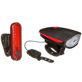 Комплект фонарей велосипедных STG FL1544A+BCTL5477, с сигналом, черный/красный, Х95128, изображение  - НаВелосипеде.рф