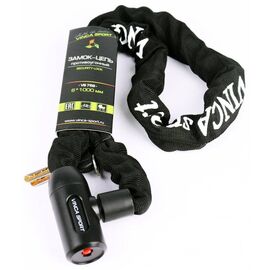 Замок велосипедный Vinca Sport, цепь, на ключ, 6 х 1000 мм, черный, VS 101.759 black, изображение  - НаВелосипеде.рф