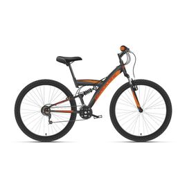 Горный велосипед Black One Flash FS 26 26" 2021, Вариант УТ-00267797: Рама: (16") (Рост: 150-165 см), Цвет: черный/оранжевый , изображение  - НаВелосипеде.рф