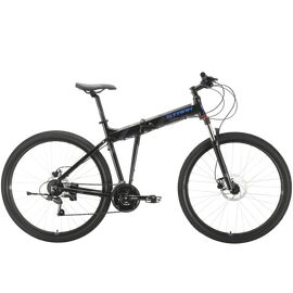 Складной велосипед Stark Cobra 29.2 HD 29" 2021, Вариант УТ-00268708: Рама: 18" (Рост: 165-180 см), Цвет: чёрный/голубой, изображение  - НаВелосипеде.рф