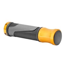 Грипсы велосипедные Stels XH-G78BL, 130 мм, с lock-on, 150138, черный/золотой, LU074698, изображение  - НаВелосипеде.рф