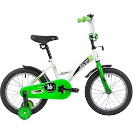 Детский велосипед Novatrack Strike 16" 2020, 163STRIKE.WTG20, Вариант УТ-00271193: Возраст: 4-6 лет (Рост: до 115 см), Цвет: белый/зеленый, изображение  - НаВелосипеде.рф