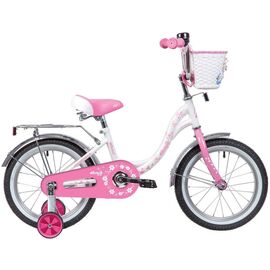 Детский велосипед Novatrack Butterfly 16" 2020, Вариант УТ-00271570: Возраст: 4-6 лет (Рост: до 115 см), Цвет: белый-розовый , изображение  - НаВелосипеде.рф