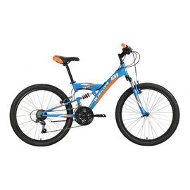 Подростковый велосипед Black One Ice FS 24" 2021, Вариант УТ-00271672: Возраст: 9-15 лет (Рост: 125-150 см), Цвет: синий/оранжевый, изображение  - НаВелосипеде.рф