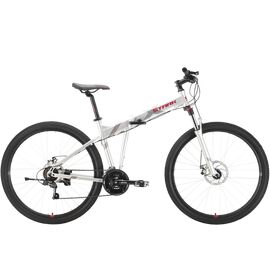 Складной велосипед Stark Cobra 29.2 D 29" 2021, Вариант УТ-00271676: Рама: 18" (Рост: 165-178 см), Цвет: серебристый/красный, изображение  - НаВелосипеде.рф