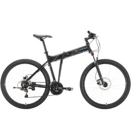 Складной велосипед Stark Cobra 27.2 HD 27.5" 2021, Вариант УТ-00271677: Рама: 18" (Рост: 165-178 см), Цвет: чёрный/серый, изображение  - НаВелосипеде.рф