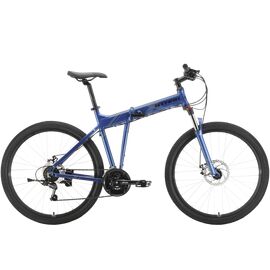 Складной велосипед Stark Cobra 27.2 D 27.5" 2021, Вариант УТ-00271678: Рама: 18" (Рост: 165-178 см), Цвет: синий/чёрный, изображение  - НаВелосипеде.рф