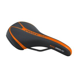Седло для велосипеда KELLYS CROSSLINE, MTB, 262х175 мм, технология zone cut, чёрно-оранжевое, изображение  - НаВелосипеде.рф