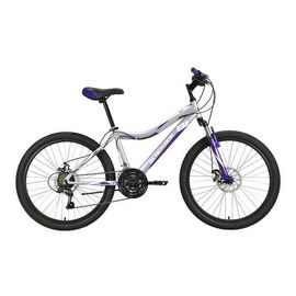 Подростковый велосипед Black One Ice 24 D 24" 2021, Вариант УТ-00271673: Возраст: 9-15 лет (Рост: 125-150 см), Цвет: серый/белый/фиолетовый, изображение  - НаВелосипеде.рф