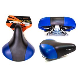 Седло велосипедное TRIX, комфорт, 245x210 мм, пружинное, черно-синее, SDTX45210S0BL 12189, изображение  - НаВелосипеде.рф