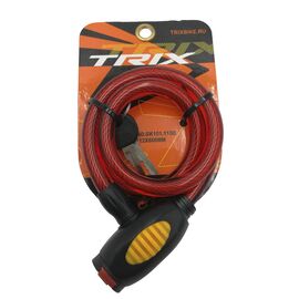 Велосипедный замок TRIX, тросовый, на ключ, 12×800, красный, GK101.110B, изображение  - НаВелосипеде.рф