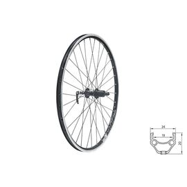 Колесо велосипедное KLS DRAFT, 26", заднее, двойной обод 32Н, 8-10 скоростей, с эксцентриком, чёрное, изображение  - НаВелосипеде.рф