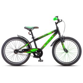 Подростковый велосипед STELS Pilot-200 Gent Z010 20" 2021, Вариант УТ-00276768: Возраст: 6-9 лет (Рост: 115-135 см), Цвет: чёрный/салатовый, изображение  - НаВелосипеде.рф