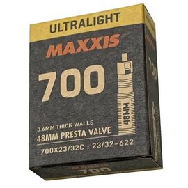 Велокамера Maxxis Ultralight, 700X23/32C, LFVSEP велониппель 48 мм, толщина 0.6 мм, 2021, EIB00100000, изображение  - НаВелосипеде.рф