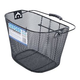 Корзина велосипедная OXFORD Black Mesh Basket With Hanger, передняя. металлическая сетка, чёрный, OF559, изображение  - НаВелосипеде.рф