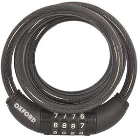 Замок велосипедный OXFORD Combi Coil 10, тросовый, 1500 мм, кодовый, чёрный, LK203, изображение  - НаВелосипеде.рф