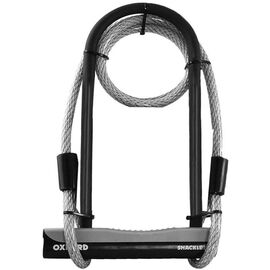 Замок велосипедный OXFORD Shackle12 Duo, U-образный, на ключе, с тросом, чёрный, LK332, изображение  - НаВелосипеде.рф
