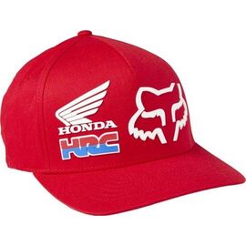 Бейсболка велосипедная Fox Honda HRC Flexfit Hat, красный, 28341-003-S/M, Вариант УТ-00283803: Размер: S/M, изображение  - НаВелосипеде.рф