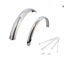 Крылья велосипедные Bike Parts, 24", переднее и заднее, для складных велосипедов, хромированые, Х94971, изображение  - НаВелосипеде.рф