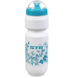 Велофляга STG CSB-532L, 800 мл, с крышкой, голубая с белым рисунком, Х88770										, изображение  - НаВелосипеде.рф