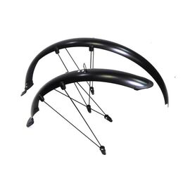 Крылья велосипедные, 28", комплект , металло-пластик, с "усами", ширина 46 мм, черный, 28" BLACK (28-46 S1), изображение  - НаВелосипеде.рф