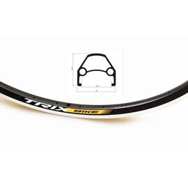 Колесо 26" TRIX, задний алюминиевый, двойной, черный, D-23(26)black, 11319, изображение  - НаВелосипеде.рф