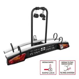 Крепление MENABO MERAK RAPID, на фаркоп, для 2 велосипедов, с замком, 000119100000, изображение  - НаВелосипеде.рф