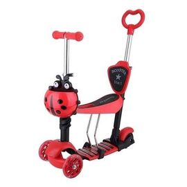 Самокат-трансформер Novatrack Disco-kids, 120/90 мм, с ручкой, красный, 120SB.DISCOKIDS.RD9, 2019, изображение  - НаВелосипеде.рф
