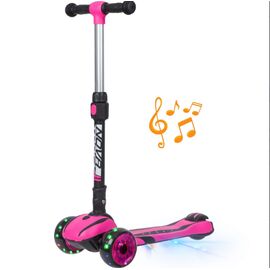 Самокат-кикборд Novatrack Rainbow Car Girl Pro, 120/80 мм, розовый, 120CGP.RAINBOW.PN20, 2020, изображение  - НаВелосипеде.рф