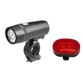 Комплект фонарь+фара XINGCHENG, 3 режима, черный, батарейки, XC-100305, изображение  - НаВелосипеде.рф