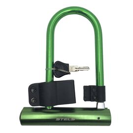 Велозамок TechTeam 82305+HL019, на ключ, скоба, зеленый, 540089, LU094960, изображение  - НаВелосипеде.рф