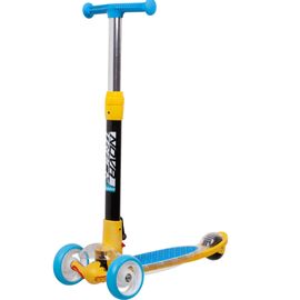 Самокат для детей Novatrack RainBow, 120/80 мм, складной, голубой/желтый, 120PROT.RAINBOW.BL20, изображение  - НаВелосипеде.рф