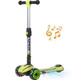 Самокат Novatrack RainBow, для детей, двухцветная платформа, желтый, 120CGP.RAINBOW.LM20, изображение  - НаВелосипеде.рф
