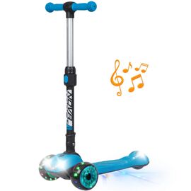 Самокат Novatrack RainBow, для детей, складной механизм на руле, синий, 120CBP.RAINBOW.BL20, изображение  - НаВелосипеде.рф