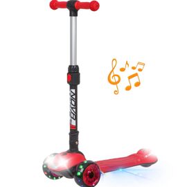Самокат Novatrack RainBow, для детей, складной механизм на руле, красный, 120CBP.RAINBOW.RD20, изображение  - НаВелосипеде.рф