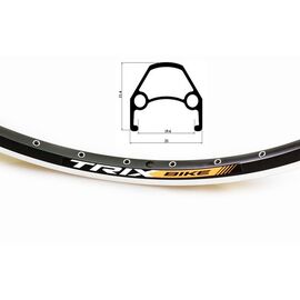 Обод велосипедный TRIX 28-29", алюминиевый, 36H, 622х19,4/25х21,4 мм, черный, YKL-D23  28-29"black, изображение  - НаВелосипеде.рф