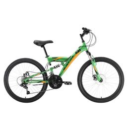 Подростковый велосипед Black One Ice FS 24 D 24" 2022, Вариант УТ-00289820: Рама: 14,5" (Рост: 135-155 см), Цвет: зеленый/оранжевый/черный, изображение  - НаВелосипеде.рф