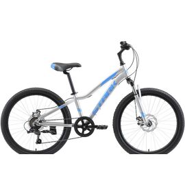 Подростковый велосипед Stark Rocket 24.2 D 24" 2021, Вариант УТ-00290004: Возраст: 9-12 лет (Рост: 130-155 см), Цвет: серебристый/голубой/серый, изображение  - НаВелосипеде.рф