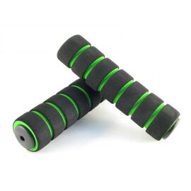 Грипсы велосипедные Vinca Sport, 127 мм, пластмасса и резина, чёрные с зелёным, HL-G 24, изображение  - НаВелосипеде.рф