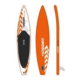 SUP доска HOGGER Surfing 12.6", надувная, для серфинга, drop-stich двухслойная технология, оранжевый/белый, orange, изображение  - НаВелосипеде.рф