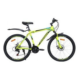 Горный велосипед AVENGER C263D 26" 2021, Вариант УТ-00292244: Рама: 19" (Рост: см), Цвет: желтый неон/синий, изображение  - НаВелосипеде.рф