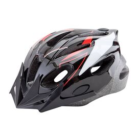Шлем велосипедный Stels MB11, подростковый, out mold, с козырьком, черно-бело-красный, 600137, Вариант УТ-00292345: Размер: L (58-61 см), изображение  - НаВелосипеде.рф