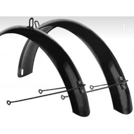 Комплект крыльев STELS 28", удлиненные, сталь, черный, HN 28 black, изображение  - НаВелосипеде.рф
