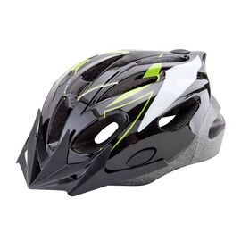 Шлем велосипедный Stels MB11, подростковый, out mold, с козырьком, черно-бело-зеленый, 600138, Вариант УТ-00292344: Размер: L (58-61 см), изображение  - НаВелосипеде.рф