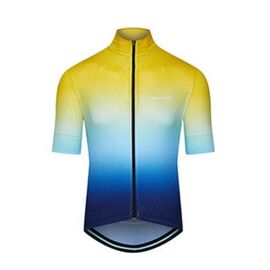 Велоджерси Café Du Cycliste Fleurette shaded, короткий рукав, жёлто-синий, Вариант УТ-00293166: Размер: L, изображение  - НаВелосипеде.рф
