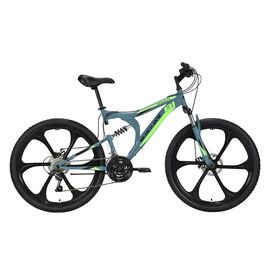 Двухподвесный велосипед Black One Totem FS 26 D FW 26" 2022, Вариант УТ-00293131: Рама: 18" (Рост: 170-180 см), Цвет: серый/чёрный/зелёный, изображение  - НаВелосипеде.рф