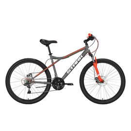 Горный велосипед Stark Slash 26.1 D Steel 26" 2022, HQ-0005275, Вариант УТ-00293157: Рама: 14.5" (Рост: 145-155 см), Цвет: серый/красный, изображение  - НаВелосипеде.рф