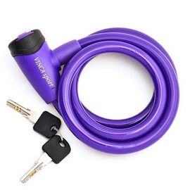 Велосипедный замок Vinca Sport, тросовый, на ключ, с защитой от влаги, 10 х 1200мм, фиолетовый, VS 565 violet, изображение  - НаВелосипеде.рф