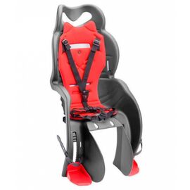Велокресло STELS, детское, на багажник, темно-красное с накладкой-металлик, HTP 155 Sanbas red/metall, изображение  - НаВелосипеде.рф